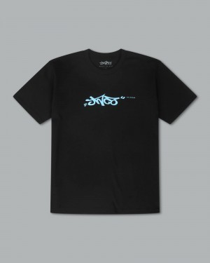 Camisas Jnco JNCO Los Angeles Tee Hombre Negras Azur Azules | DUUF4159