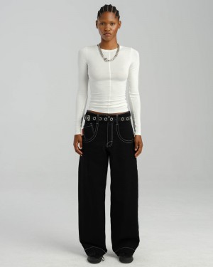 Jeans Jnco W1169 Low Down Deck Mujer Negras | JJIY8857