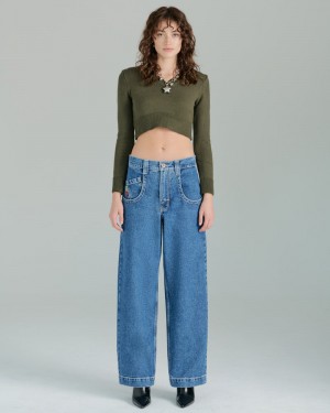 Jeans Jnco W169 Low Down Mujer Gris Oscuro | JLGH8469
